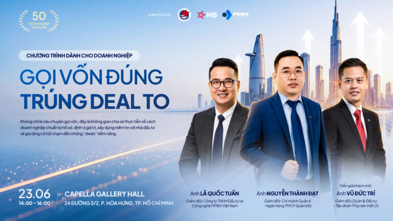 FIMEX phối hợp cùng YBA Chợ Lớn và MBBank tổ chức Coffee Share "Gọi Vốn Đúng – Trúng Deals To", chia sẻ kinh nghiệm gọi vốn và phát triển doanh nghiệp.